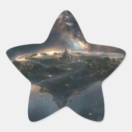 Adesivo Estrela Cidade espacial suspensa no universo