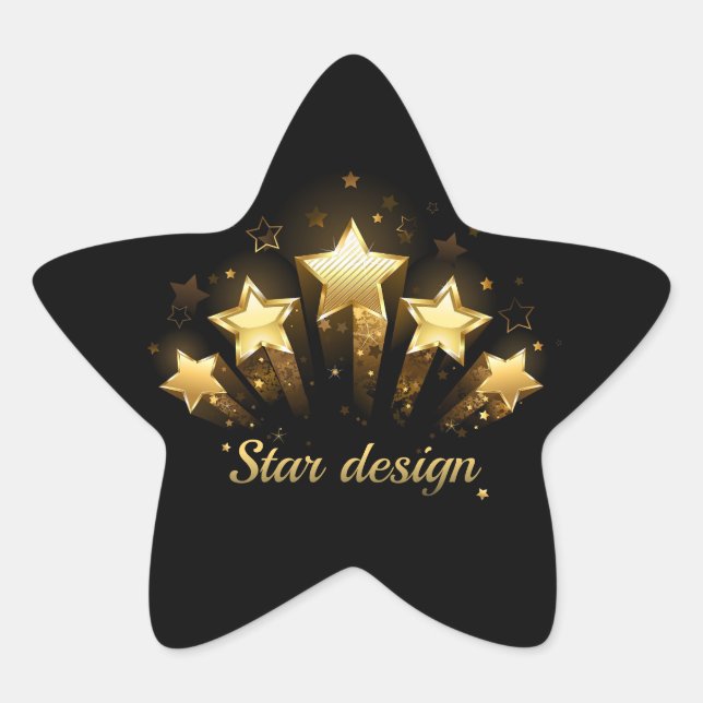 Adesivo Estrela Cinco estrelas douradas a preto (Frente)