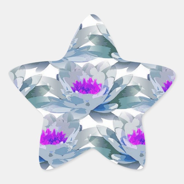 Adesivo Estrela Cinza e padrão de flores roxas (Frente)