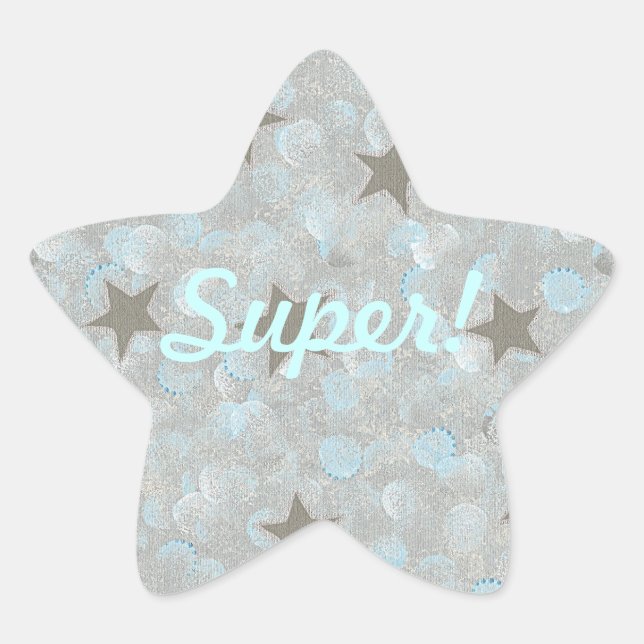 Adesivo Estrela Cinza Stars Blue Silver Bubbles Super Stickers (Frente)