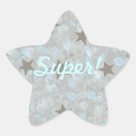 Adesivo Estrela Cinza Stars Blue Silver Bubbles Super Stickers