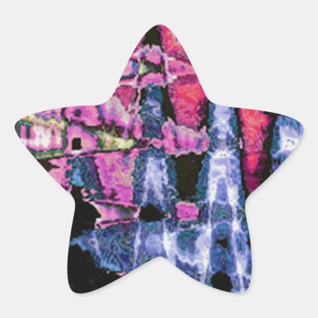 Adesivo Estrela Cinzas de Cinza Roxo bonito e Aquarelas Negras (Frente)