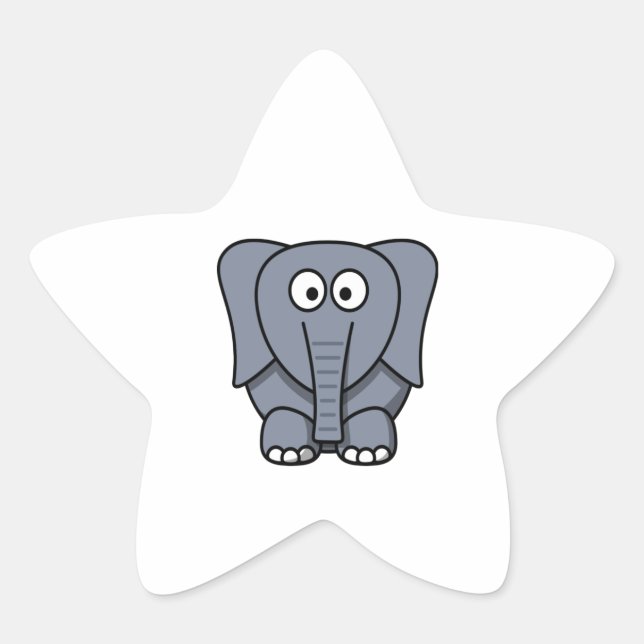 Adesivo Estrela Clipart de Elefante de Cartoon Bonito (Frente)