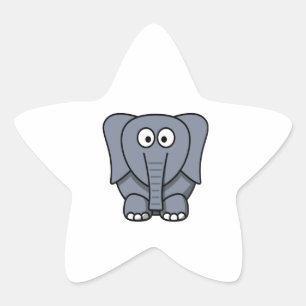 Adesivo Estrela Clipart de Elefante de Cartoon Bonito