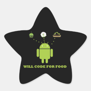 Adesivo Estrela Código para Comida (Programador de Software Androi