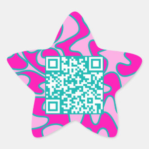 Adesivo Estrela Código QR Brilhante Rosa Brilhante Moderno Legal