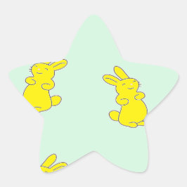 Adesivo Estrela Coelhinhos amarelos felizes no chalé