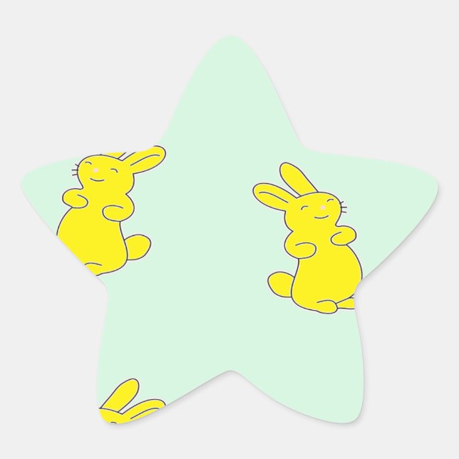Adesivo Estrela Coelhinhos amarelos felizes no chalé (Frente)