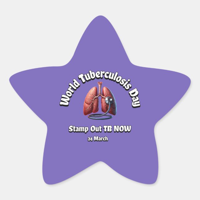 Adesivo Estrela Coloque nossa tuberculose agora. Dia Mundial da Tu (Frente)