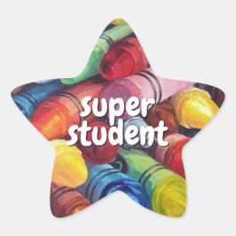 Adesivo Estrela Colorful Star Crayon Super Student Any Text