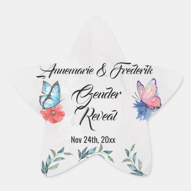 Adesivo Estrela Cor de água rosa e azul (Frente)