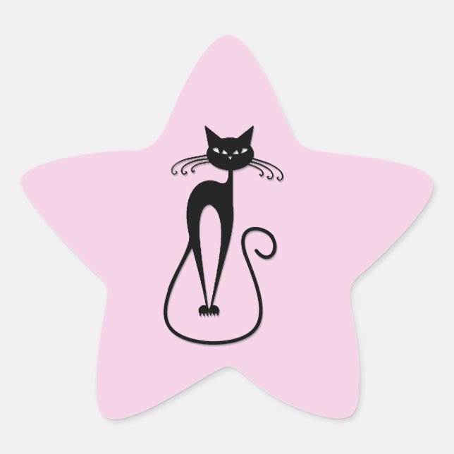 Adesivo Estrela Cor-de-rosa branco preto (Frente)