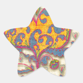 Adesivo Estrela Coração Folk Art com folhas e flores