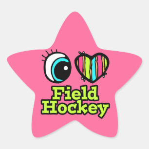 Adesivo Estrela Coração Ocular Brilhante Eu Adoro Hockey