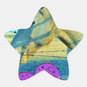 Adesivo Estrela Coração Rosa e Cavalo Amarelo