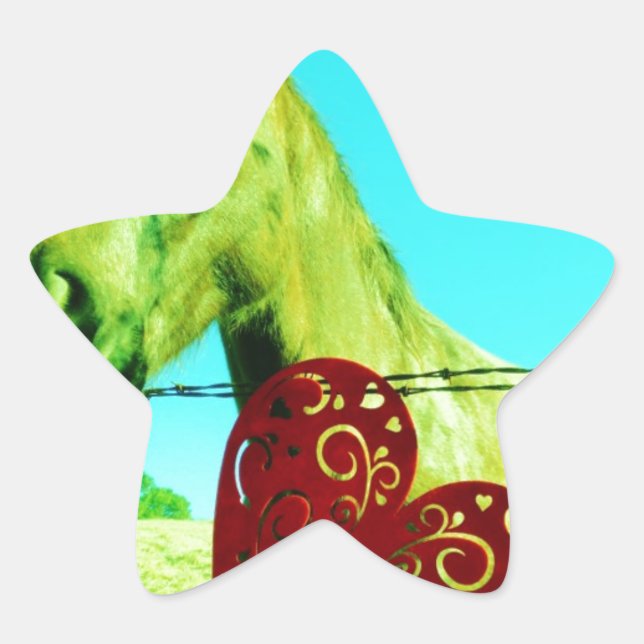 Adesivo Estrela Coração Vermelho e Cavalo (Frente)