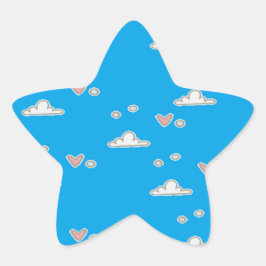 Adesivo Estrela Corações e nuvens em azul
