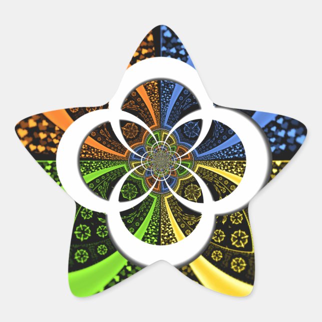 Adesivo Estrela Corações Iridescentes, Abstrato de Bolinhas (Frente)