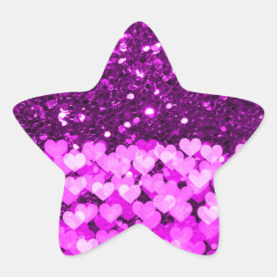 Adesivo Estrela Corações Roxos Faltam Brilhante