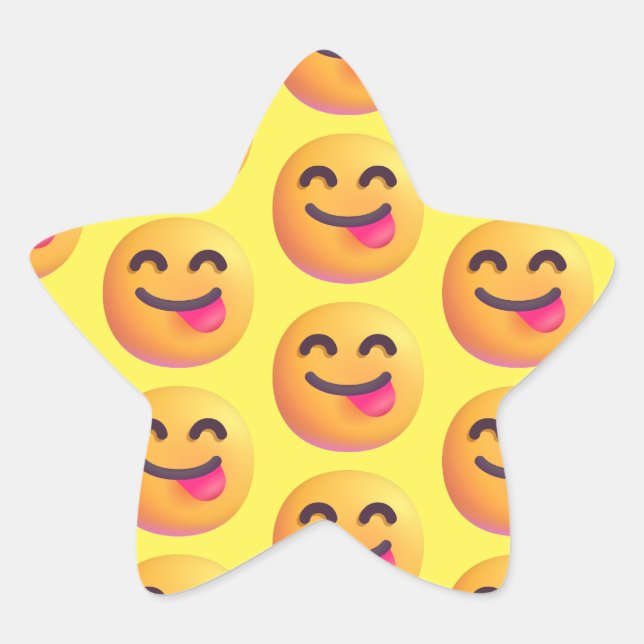 Adesivo Estrela Cores Personalizadas Emoji de Rosto Saboreando Com (Frente)