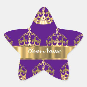 Adesivo Estrela Coroas Dourados no roxo