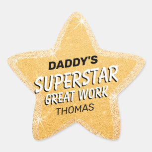 Adesivo Estrela Crianças divertidas de escolas de casa Douradas