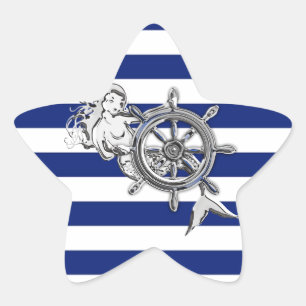 Adesivo Estrela Cromo como Sereia em Stripes Náuticas