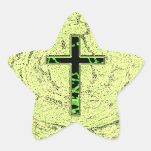 ADESIVO ESTRELA CRUZ NEGRA E VERDE COM FUNDO MARÁVEL