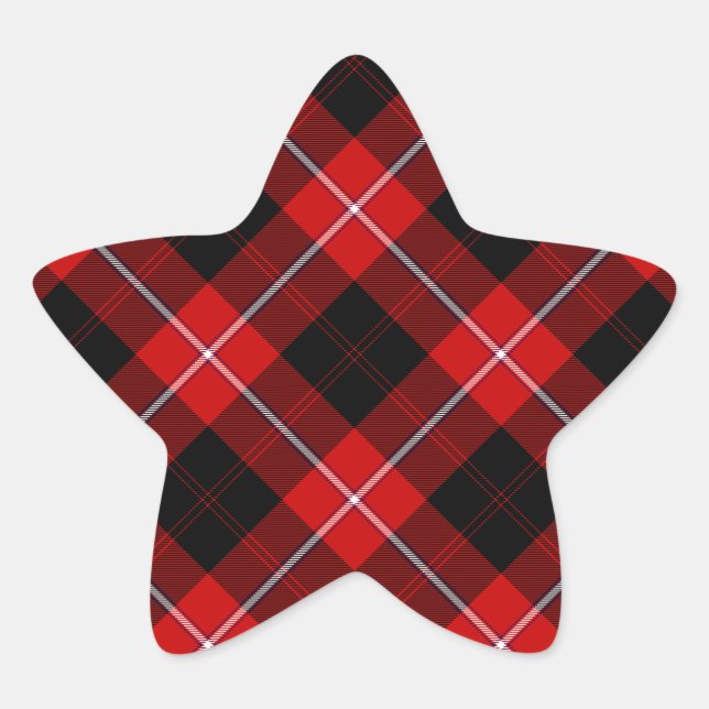 Adesivo Estrela Cunningham Tartan Red Xadrez Negra (Frente)