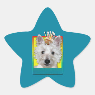 Adesivo Estrela Cupcake de aniversário - Westie - Tanque