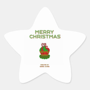 Adesivo Estrela Cupcake de Natal - Sticker