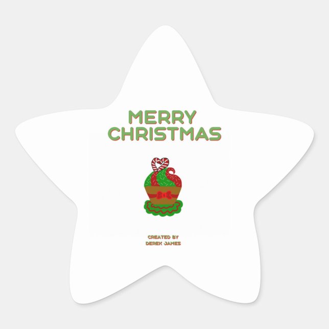 Adesivo Estrela Cupcake de Natal - Sticker (Frente)