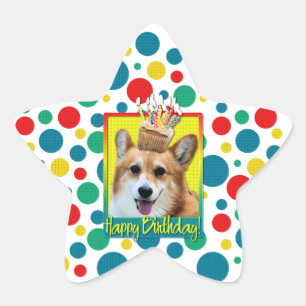 Adesivo Estrela Cupcake do aniversário - Corgi - Owen