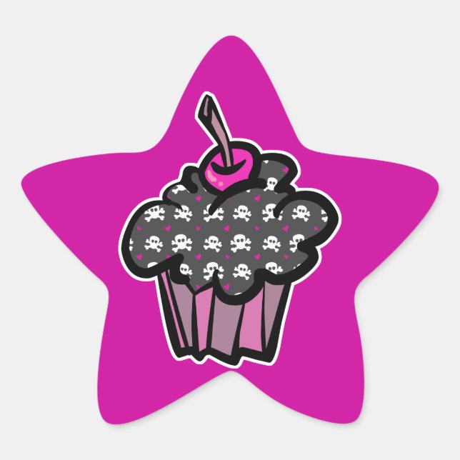 Adesivo Estrela cupcake do crânio do gótico (Frente)