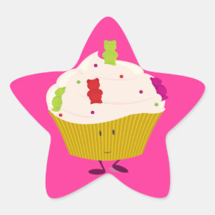Adesivo Estrela Cupcake gomoso de sorriso do urso