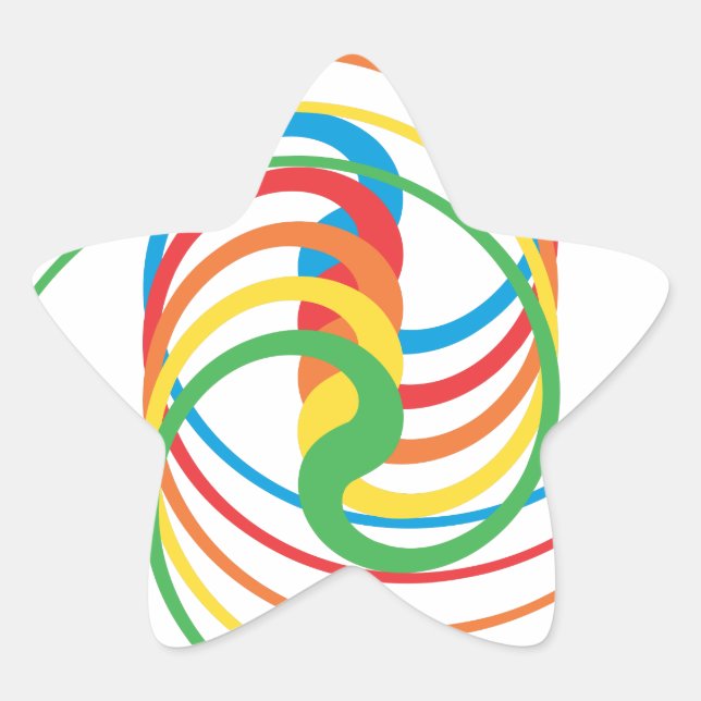 Adesivo Estrela Curvas a cores: Star Sticker (Frente)