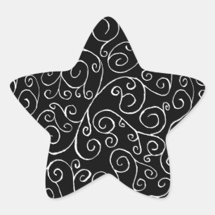 Adesivo Estrela Curvas de Rolagem Brancas em Preto