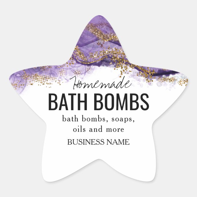 Adesivo Estrela custom homemade bath bombs label (Frente)