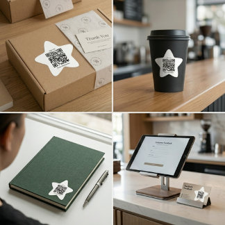 Adesivo Estrela Custom QR Code Star Shaped Sticker 