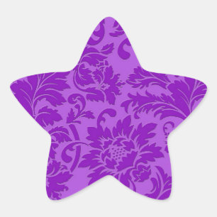 Adesivo Estrela Damasco Floral Monocromático da Vintage Roxo Elega