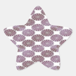 Adesivo Estrela Damasco floral roxo em branco