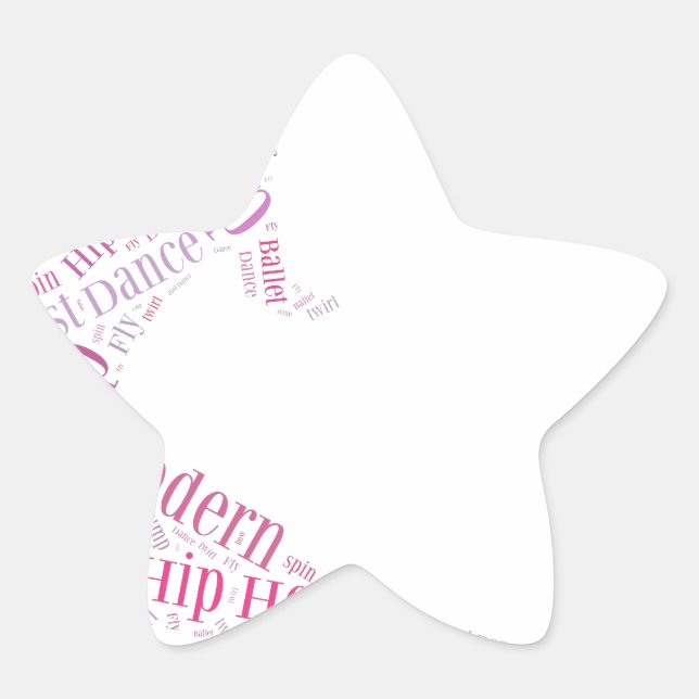 Adesivo Estrela Dance Word Cloud Pink (Frente)