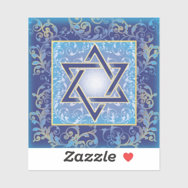 Adesivo Estrela de David Blue Dourado Sticker (Folha)