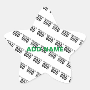 ADESIVO ESTRELA DEDICADO A DEUS TEXTO NEGRO LEGAL PERSONALIZÁVEL