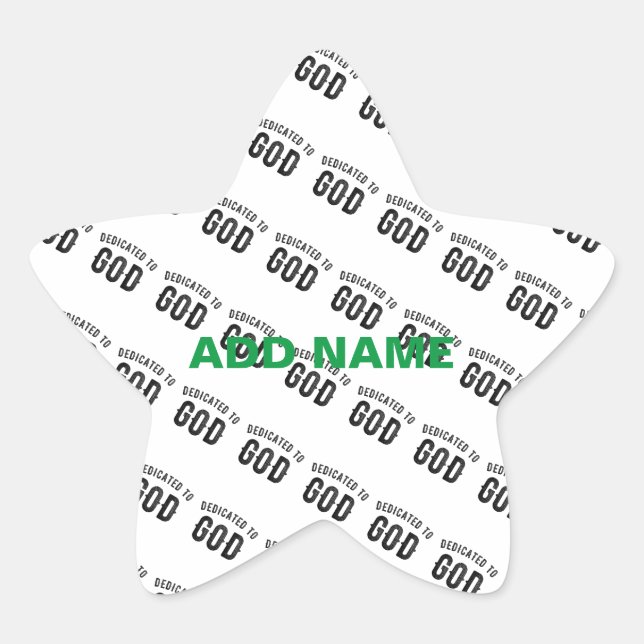 ADESIVO ESTRELA DEDICADO A DEUS TEXTO NEGRO PERSONALIZÁVEL LEGAL (Frente)