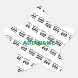 ADESIVO ESTRELA DEDICADO A DEUS TEXTO NEGRO PERSONALIZÁVEL LEGAL