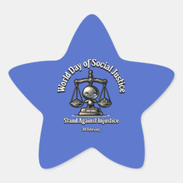 Adesivo Estrela Defenda A Injustiça. Dia da Justiça Social.