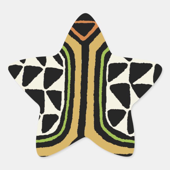 Adesivo Estrela Desenho de Têxtil Africano Kuba (Frente)