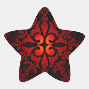 Adesivo Estrela Desenho Geométrico Moderno Laranja Vermelho Preto