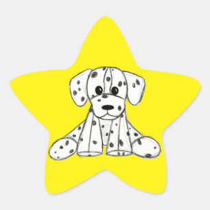 Adesivo Estrela Desenho simples de um cão dalmata de pelúcia em pr